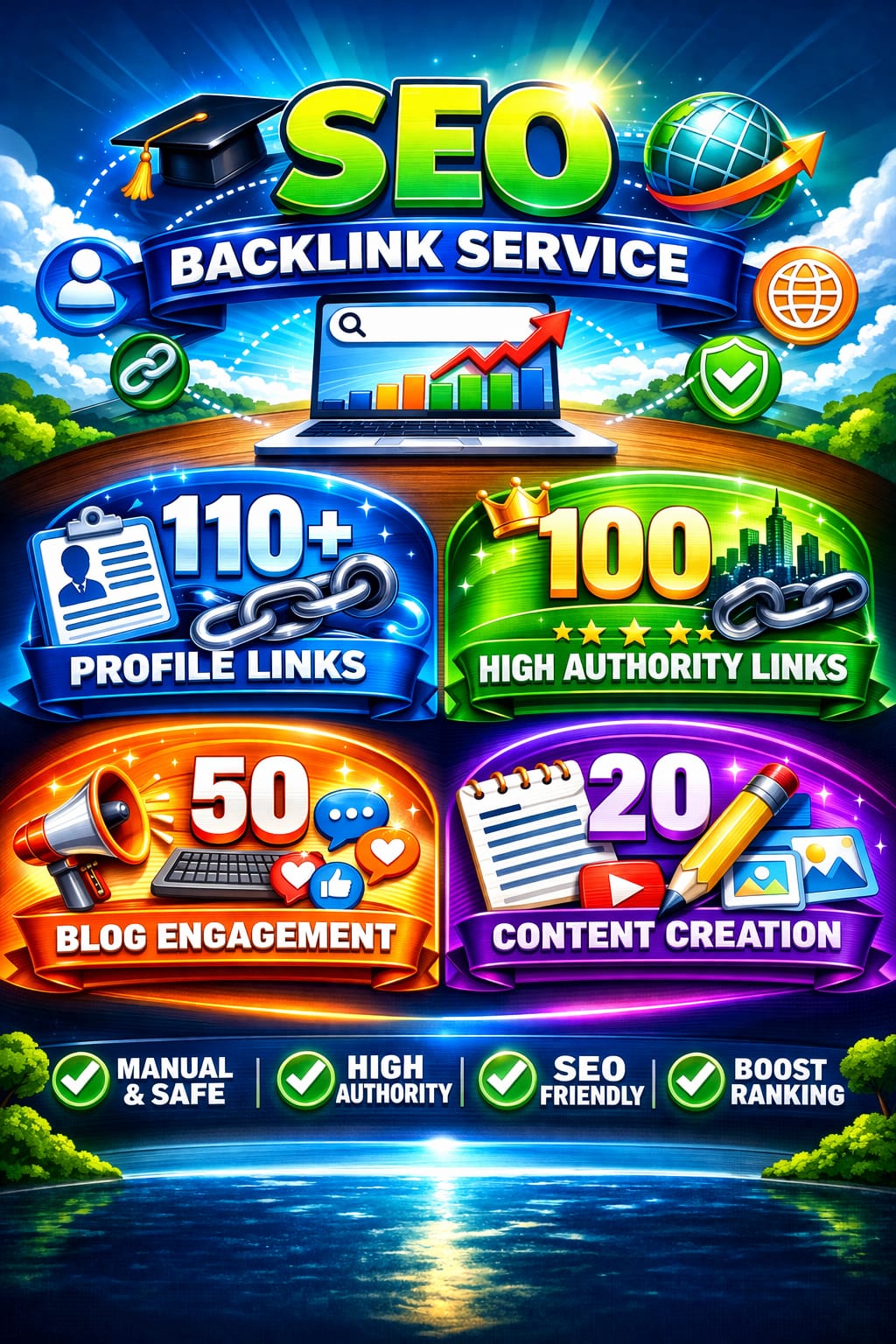 I will build high quality profile backlinks, authority links and SEO content for ranking
