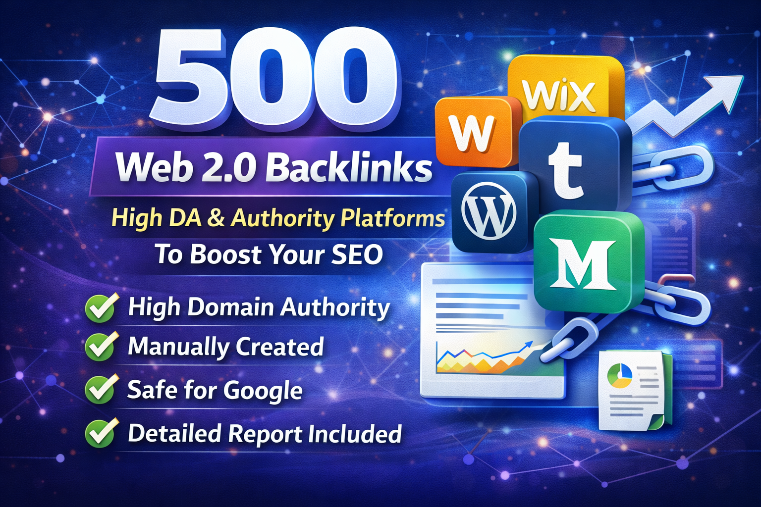  I will create 500 high DA Web 2.0 backlinks on authoritative platforms to boost the SEO
