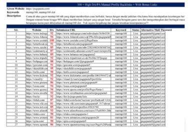 Top 100 manual high domain authority SEO profile backlinks