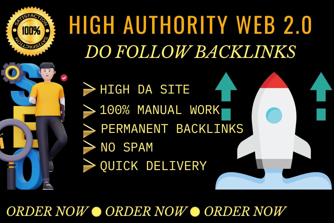 Manually build 80+Web 2.0 DA 90+ SEO do follow backlinks 