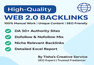 I will create 300 high quality DA manual Web 2.0&nbsp;backlinks