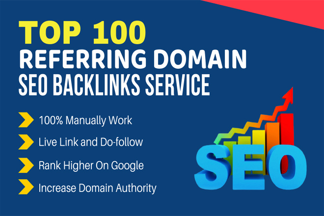 I will build 100 referring domain SEO backlinks for website ranking