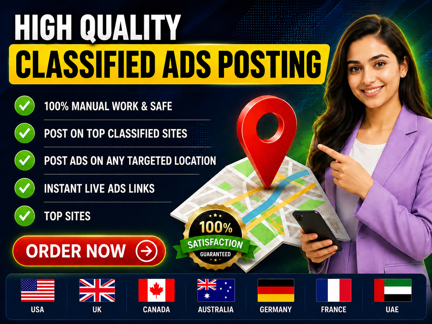 Get 100 Manual Classified Ads Posting Worldwide with Google Indexing for Maximum Exposure