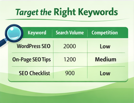I will do on page SEO and keyword research for 1 web page