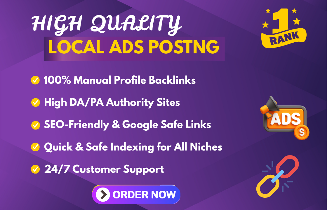 Create 50 High Quality Local Ad Posting Backlinks for...