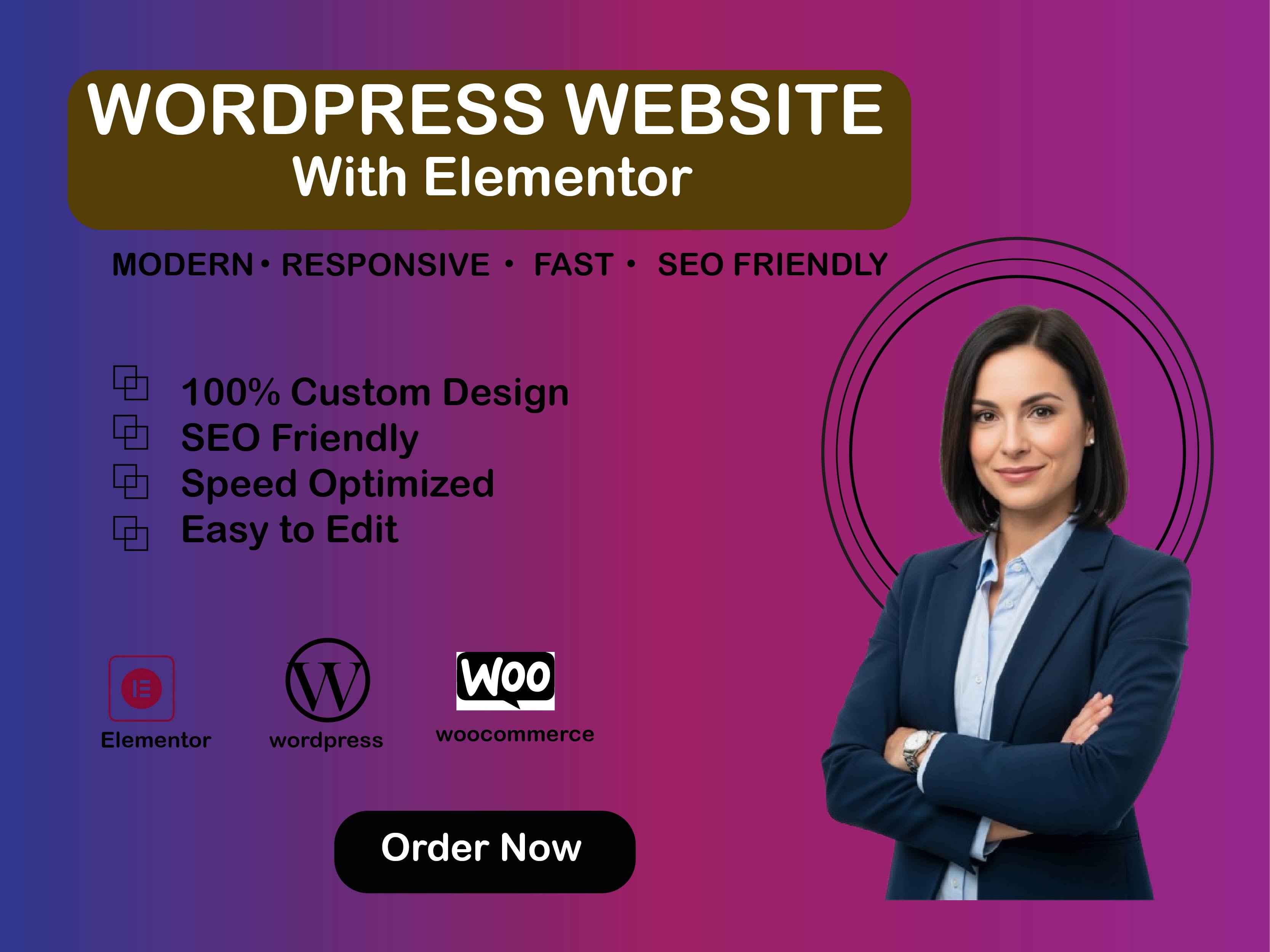 I will craft a modern, pixel-perfect WordPress website using Elementor.