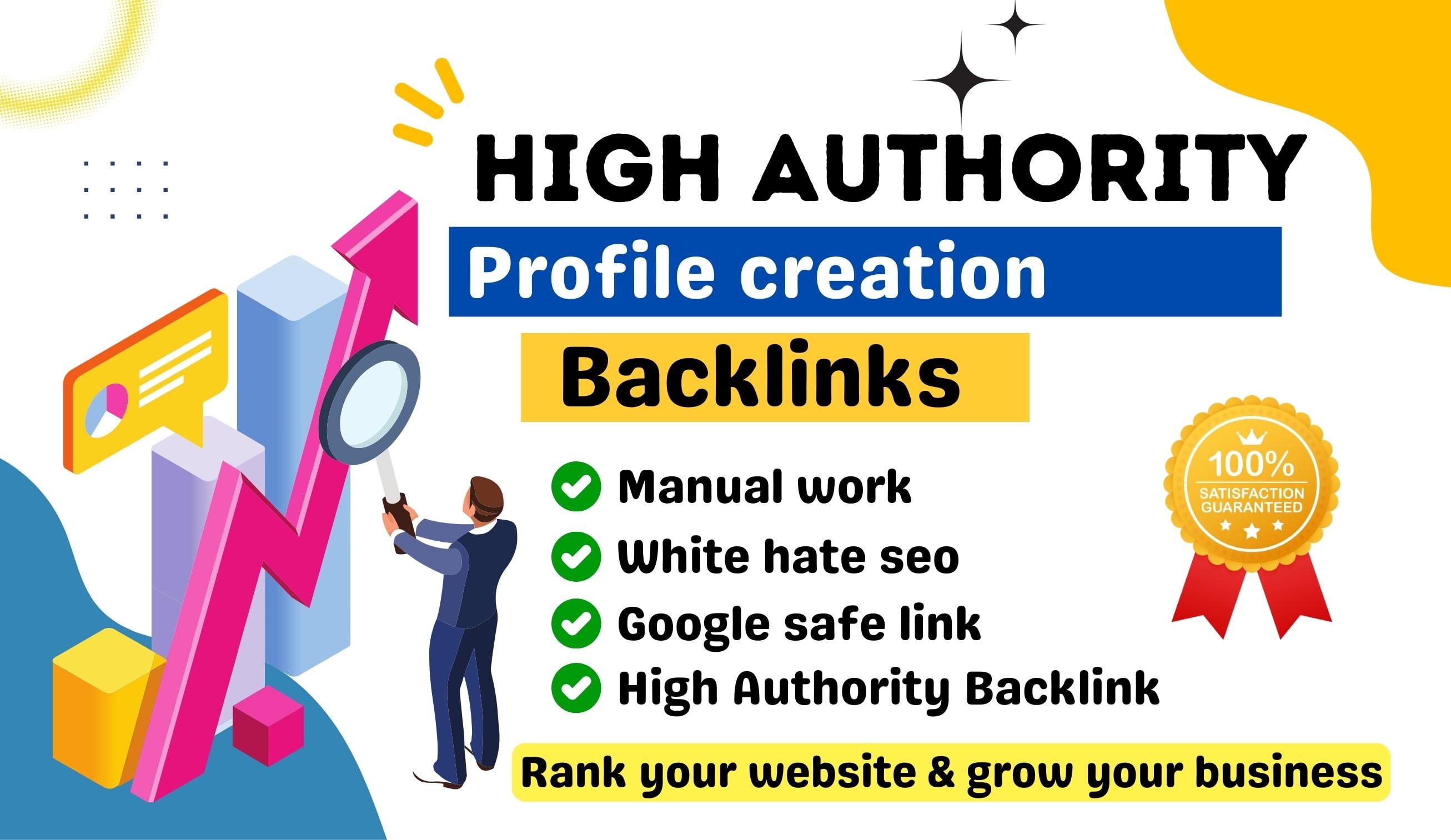 I will create 50 High DA manual profile backlinks for SEO