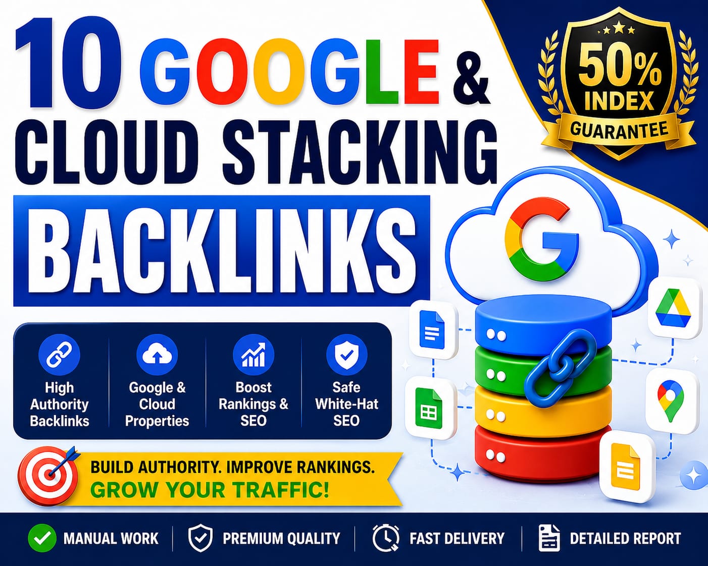 I Will Create 10 Google & Cloud Stacking web2.0 Backlinks With 50% Index Guarantee