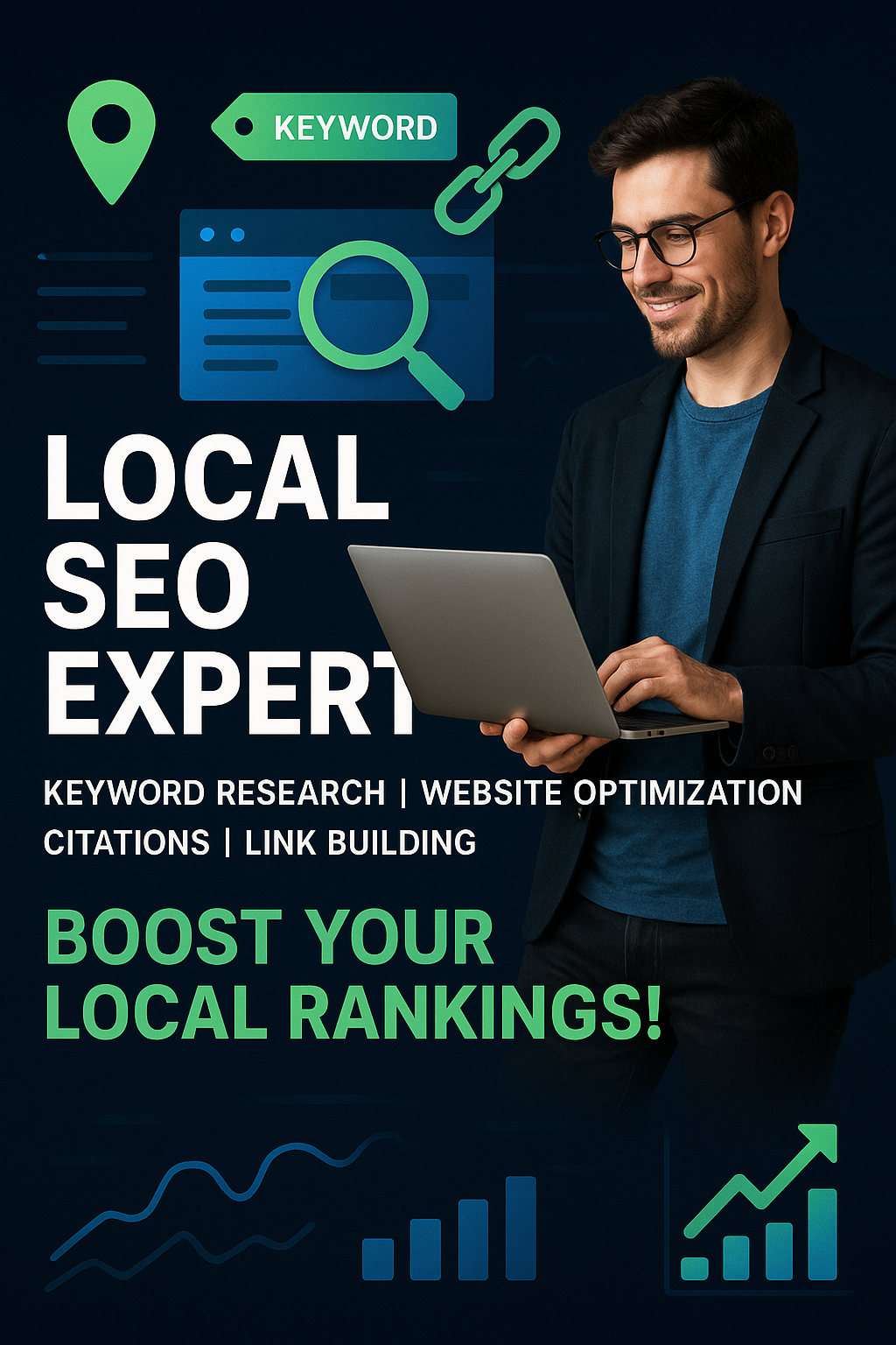 Local SEO expert for keyword research, Google My Business optimization, Build citations