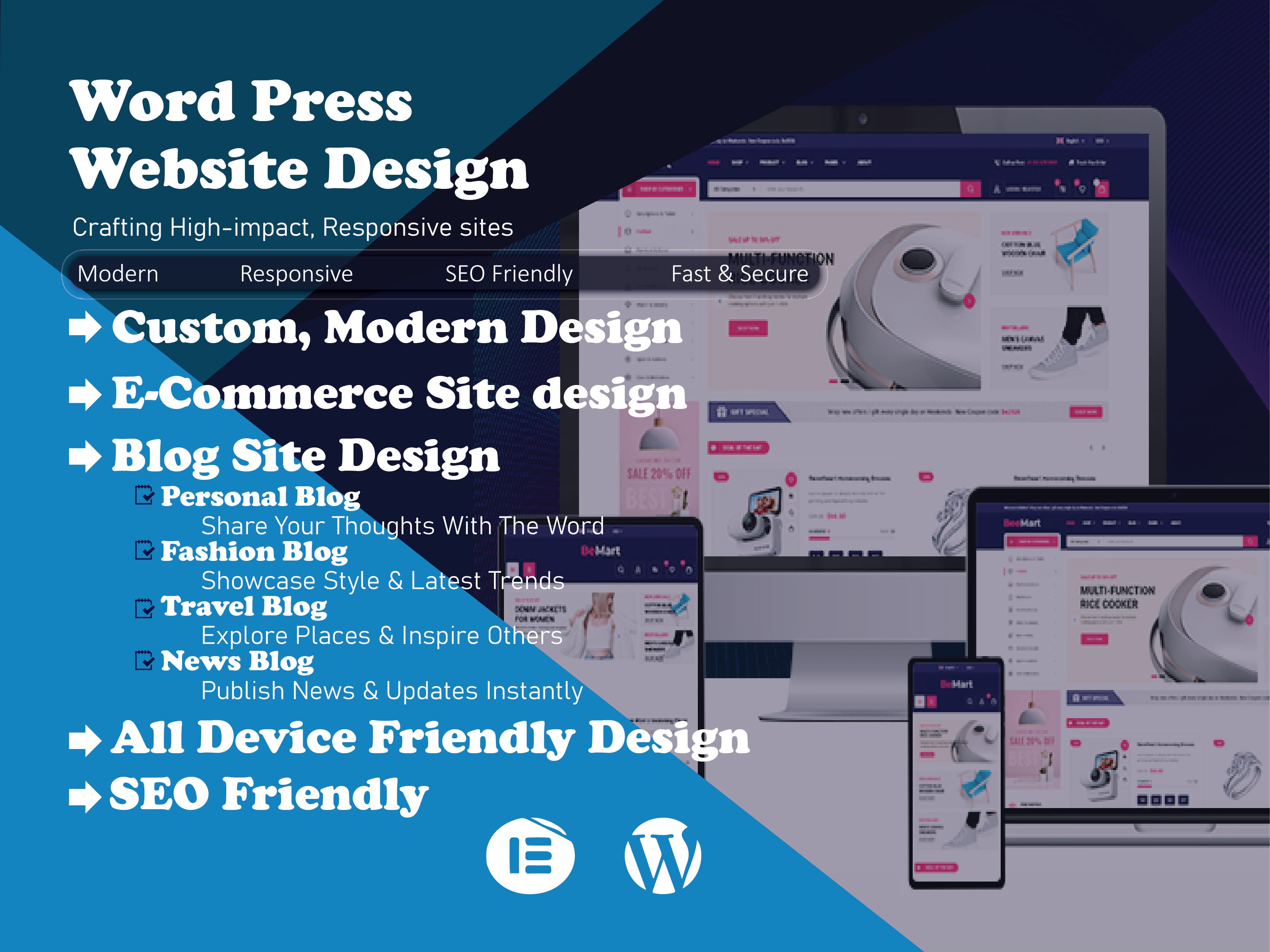 I'll design a WordPress site that is user-friendly and conducive for business use, using Elementor 