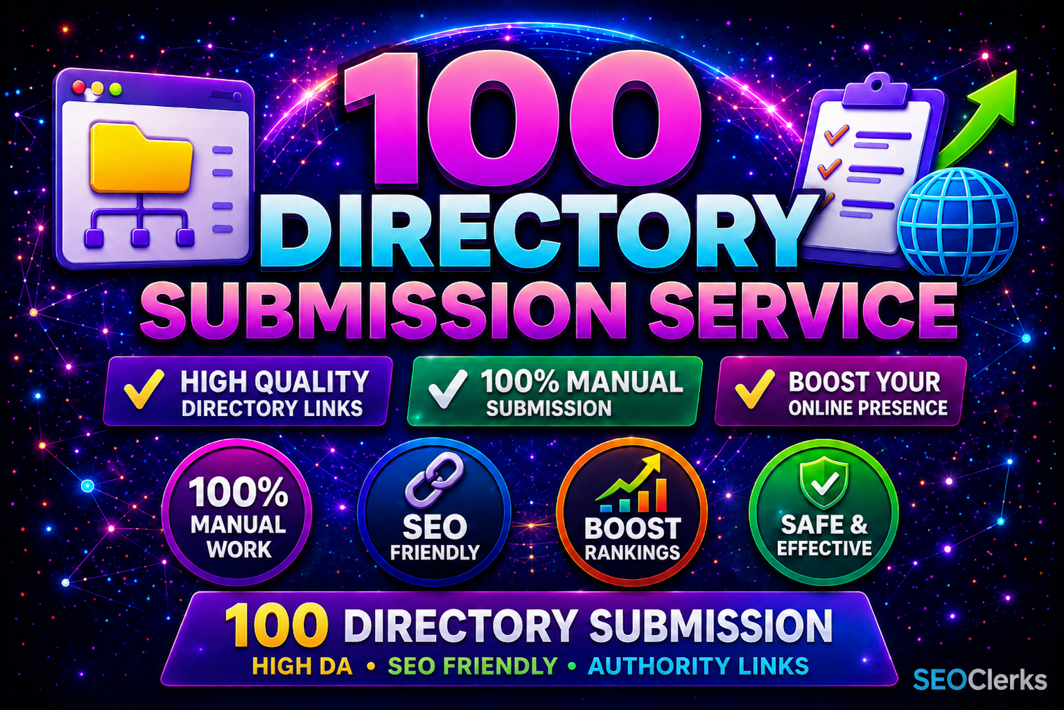 I Will Do 100 High DA Directory Submission Backlinks for SEO