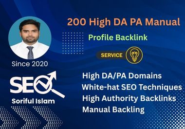 I will create 200 high DA PA manual profile backlinks for SEO ranking
