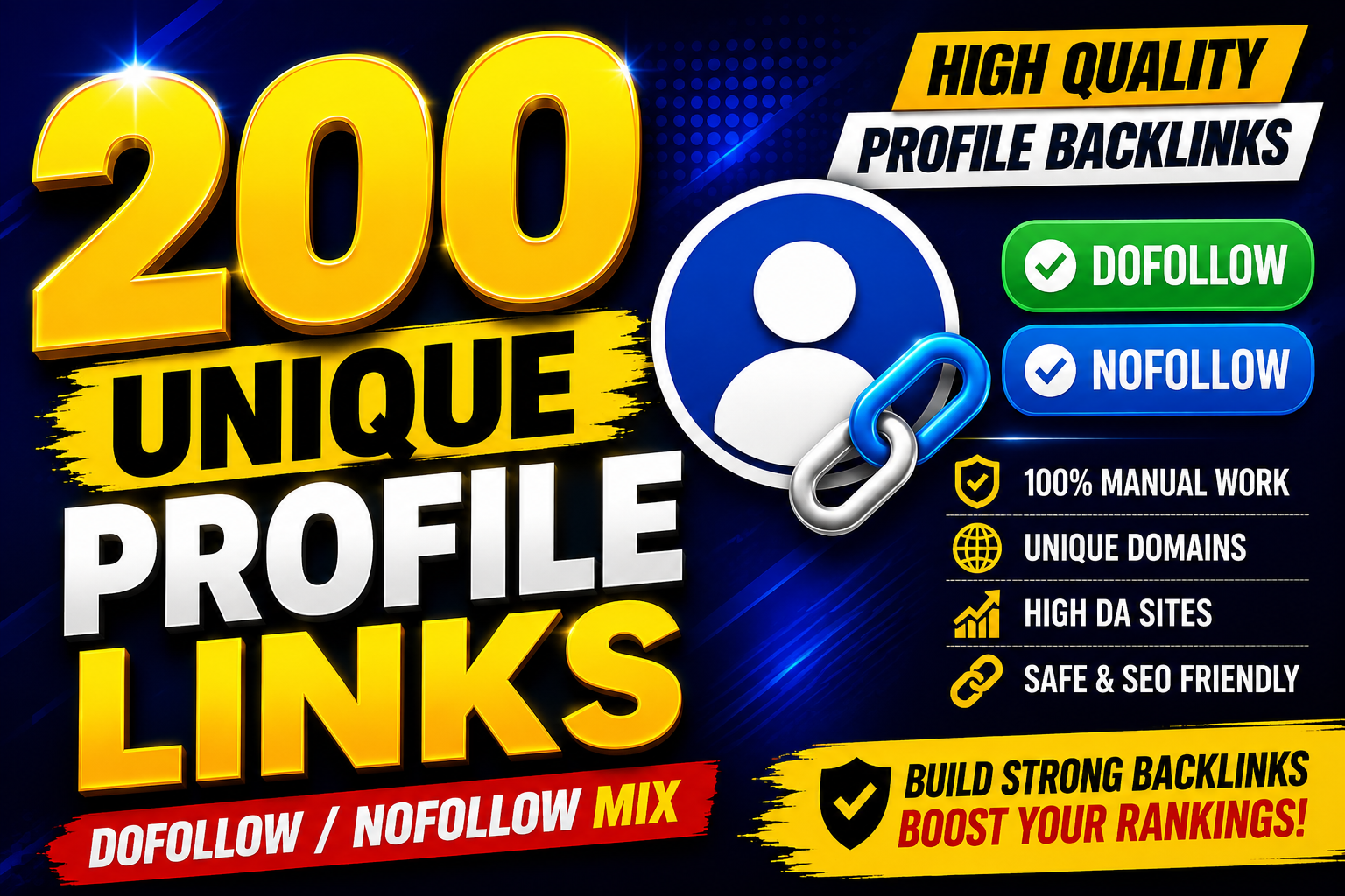 I will create 200 manual high authority profile backlinks for SEO and website authority