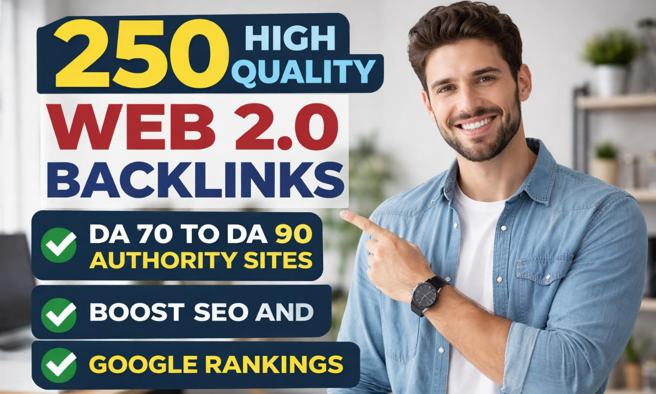 250 High Quality Web 2.0 Backlinks DA 70 to DA 90 Authority Sites Boost SEO and Google Rankings
