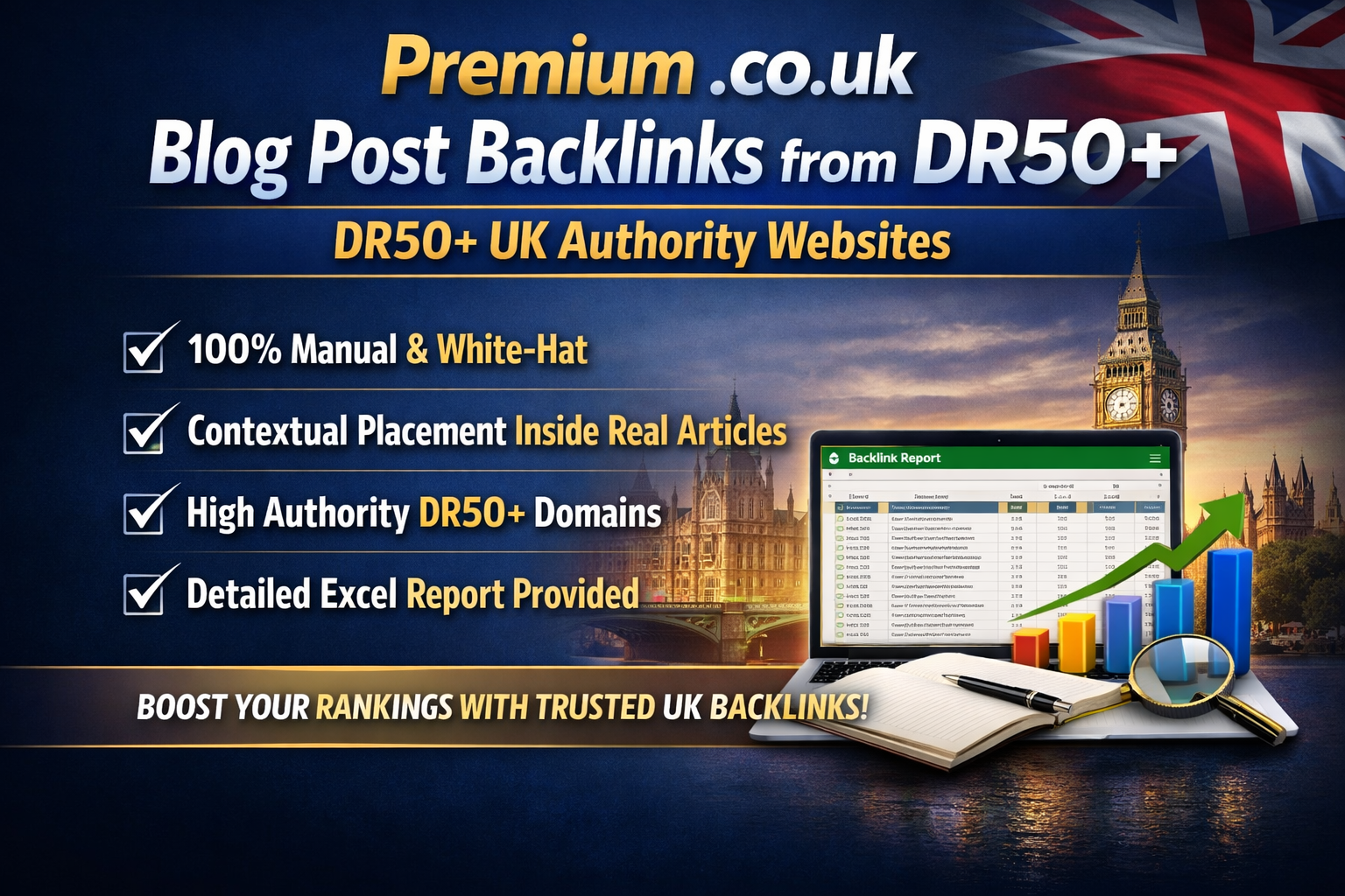 100 Premium .co.uk Blog Post Backlinks from DR50+ UK Authority Sites