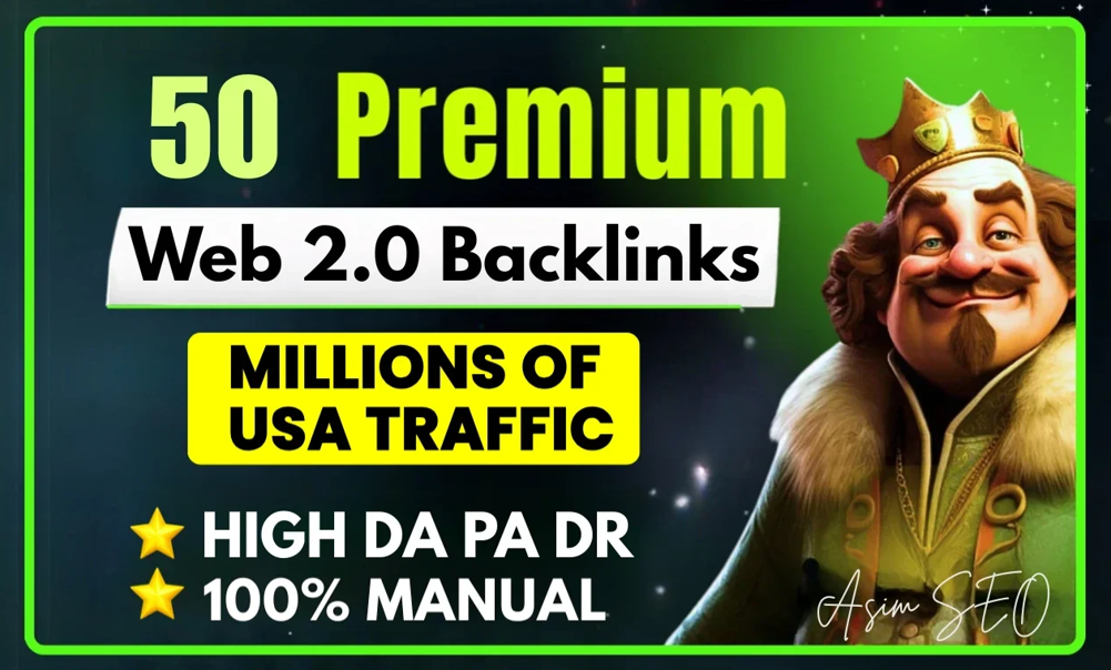 Premium SEO Packgae 50 Web 2.0 Backlinks, Image embe...