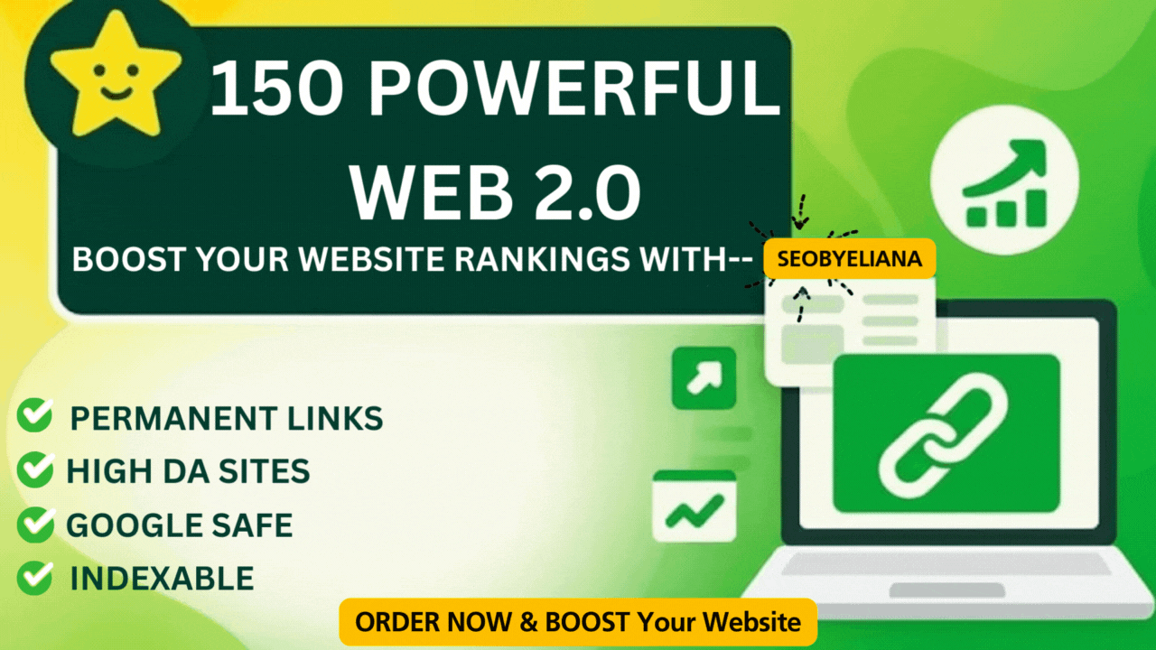 I will make 150 Web 2.0 high quality Backlinks Manual SEO Link Building