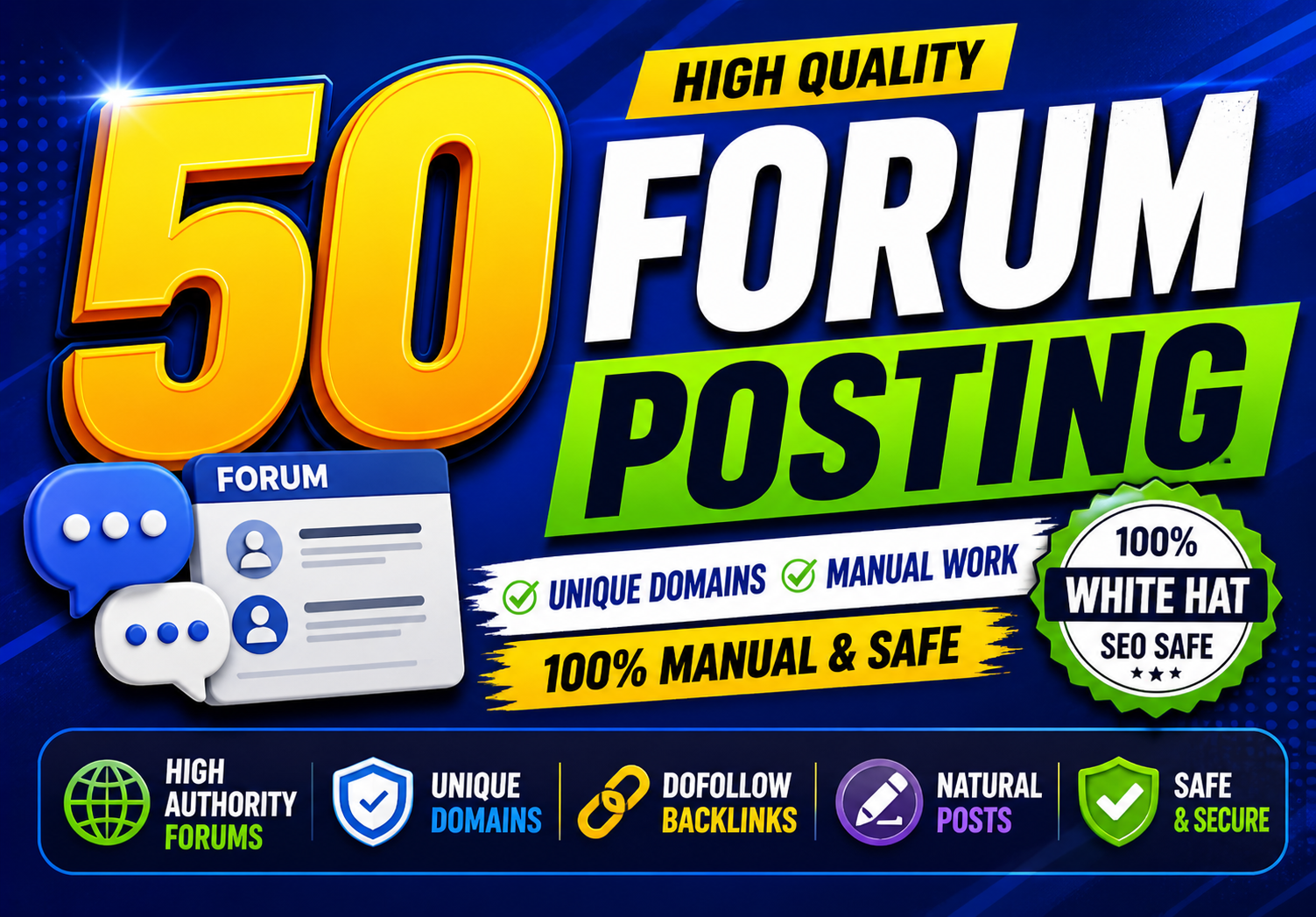 Get 50 High Quality Forum Posting Backlinks on Unique Domains to Boost Google Rankings Safely