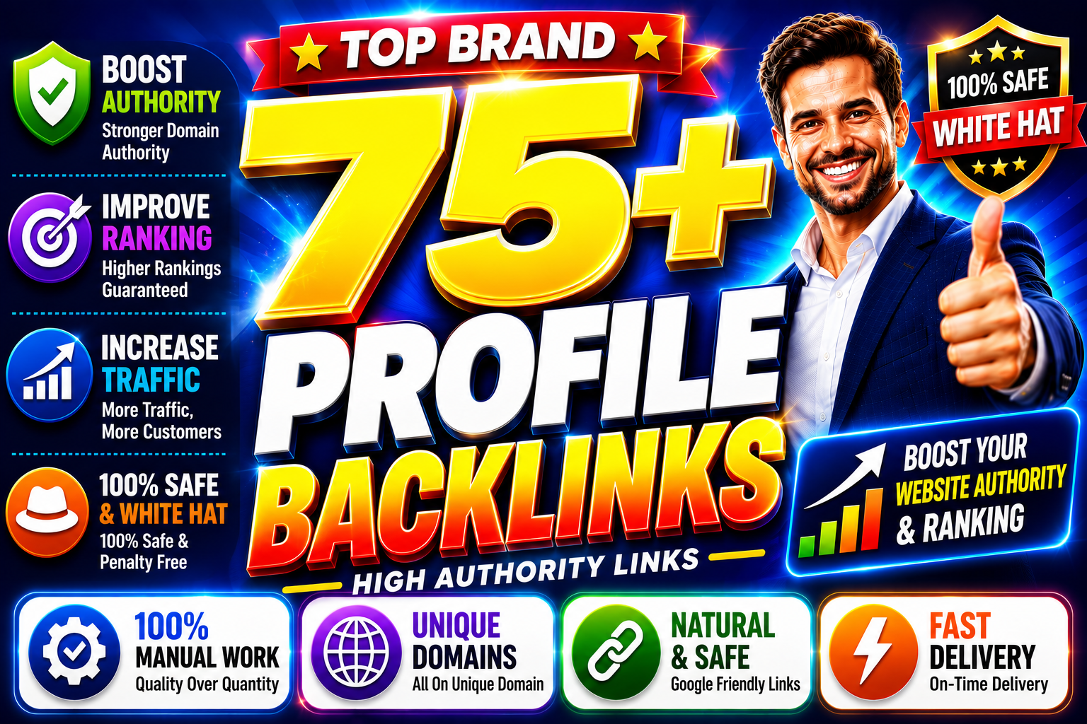 Exclusive 75 Profile Backlinks High DA 70 to 80 Plus Manually Done Safe SEO Increase Google rank