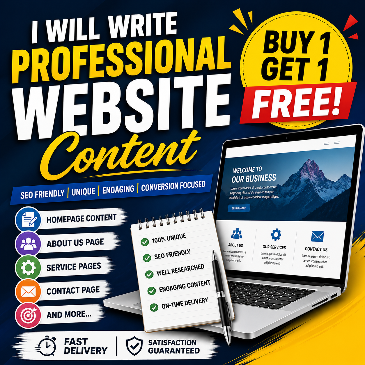 I Will Write Professional SEO Friendly Website Conten...