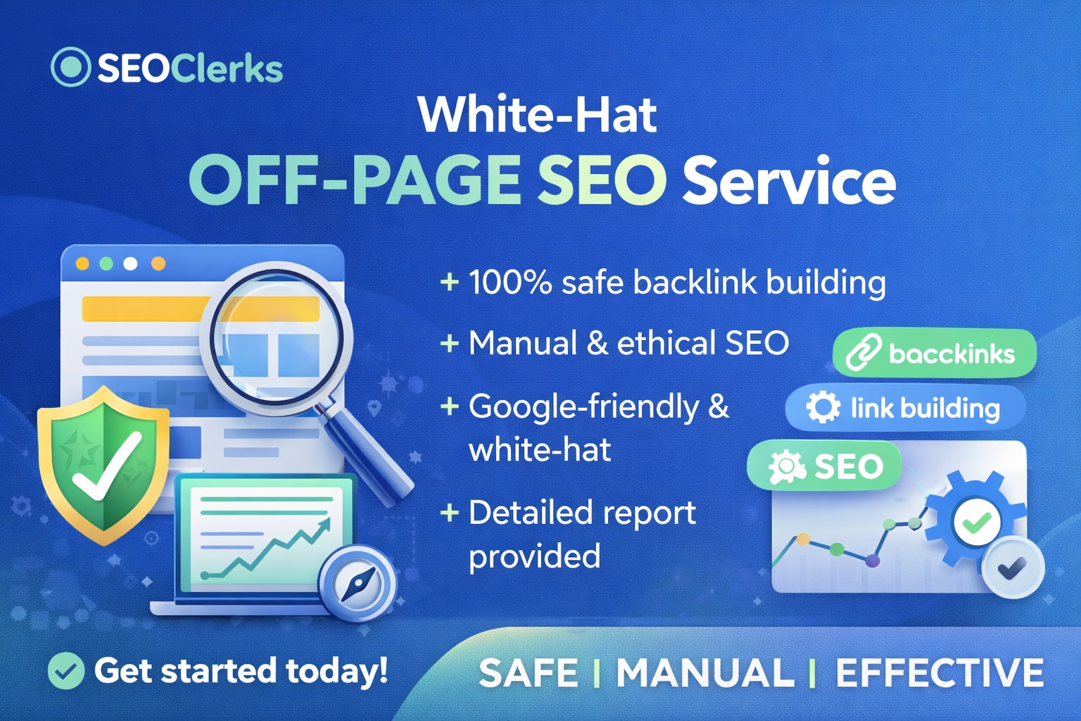 I will do white-hat off-page SEO and build safe backlinks for your website