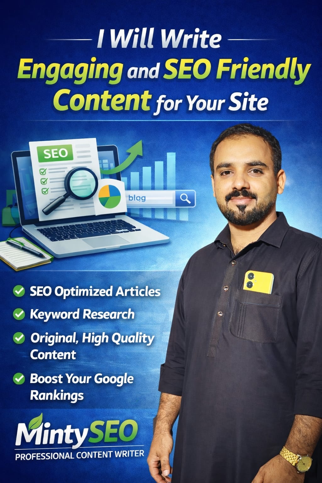 I Will Write Engaging and SEO Friendly Content for Your Site
