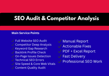 I Will Deliver a Powerful SEO Audit, Competitor Research & Keyword Analysis