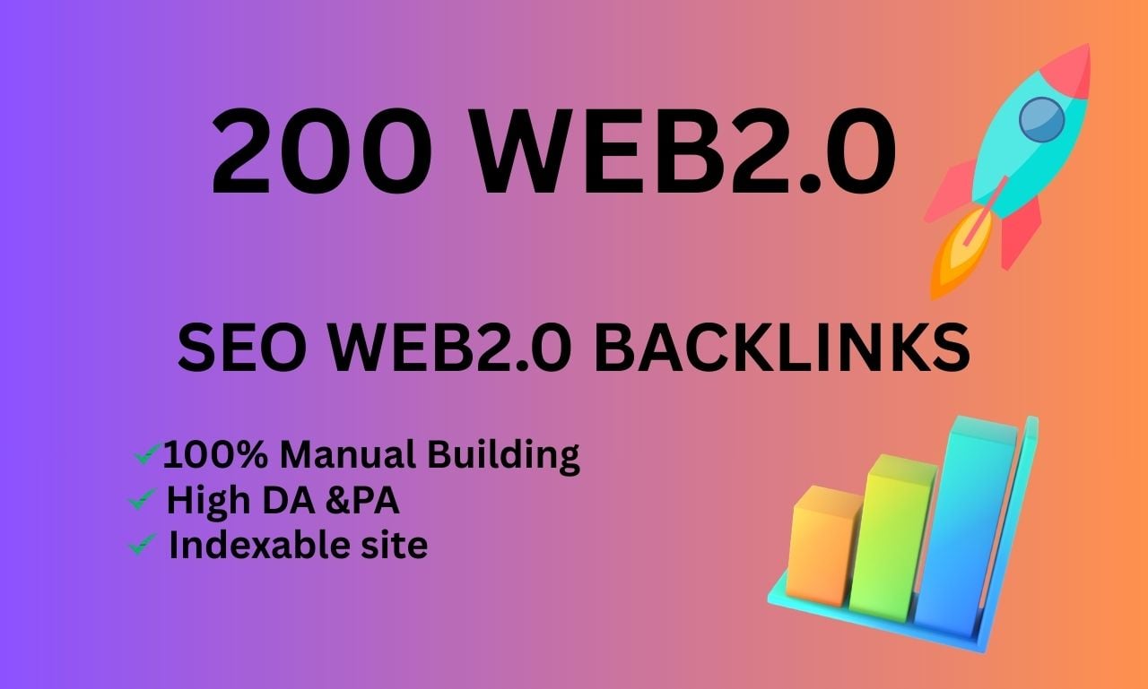 I Will create 200 web2.0 Backlinks High Da Pa Authority.