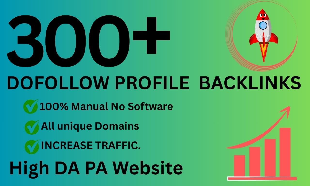I will do 300 high Quality profile backlinks, Powerful unique domain 