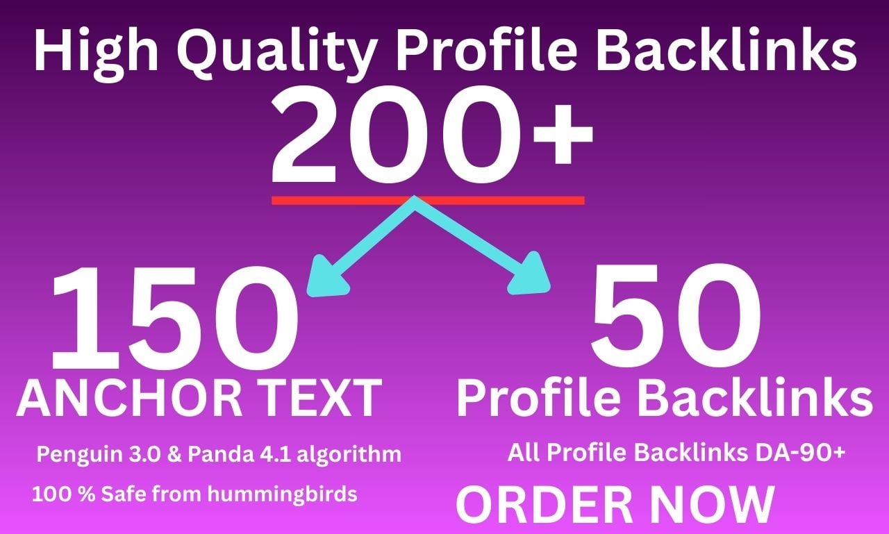 Build 200+ profile backlinks And anchor text, High DA link building