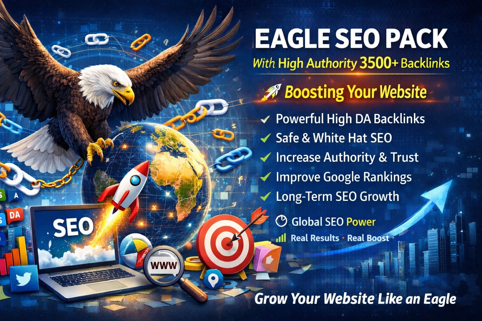 Eagle SEO Pack With High Authority 3500+ Backlinks To Boosting Your website.