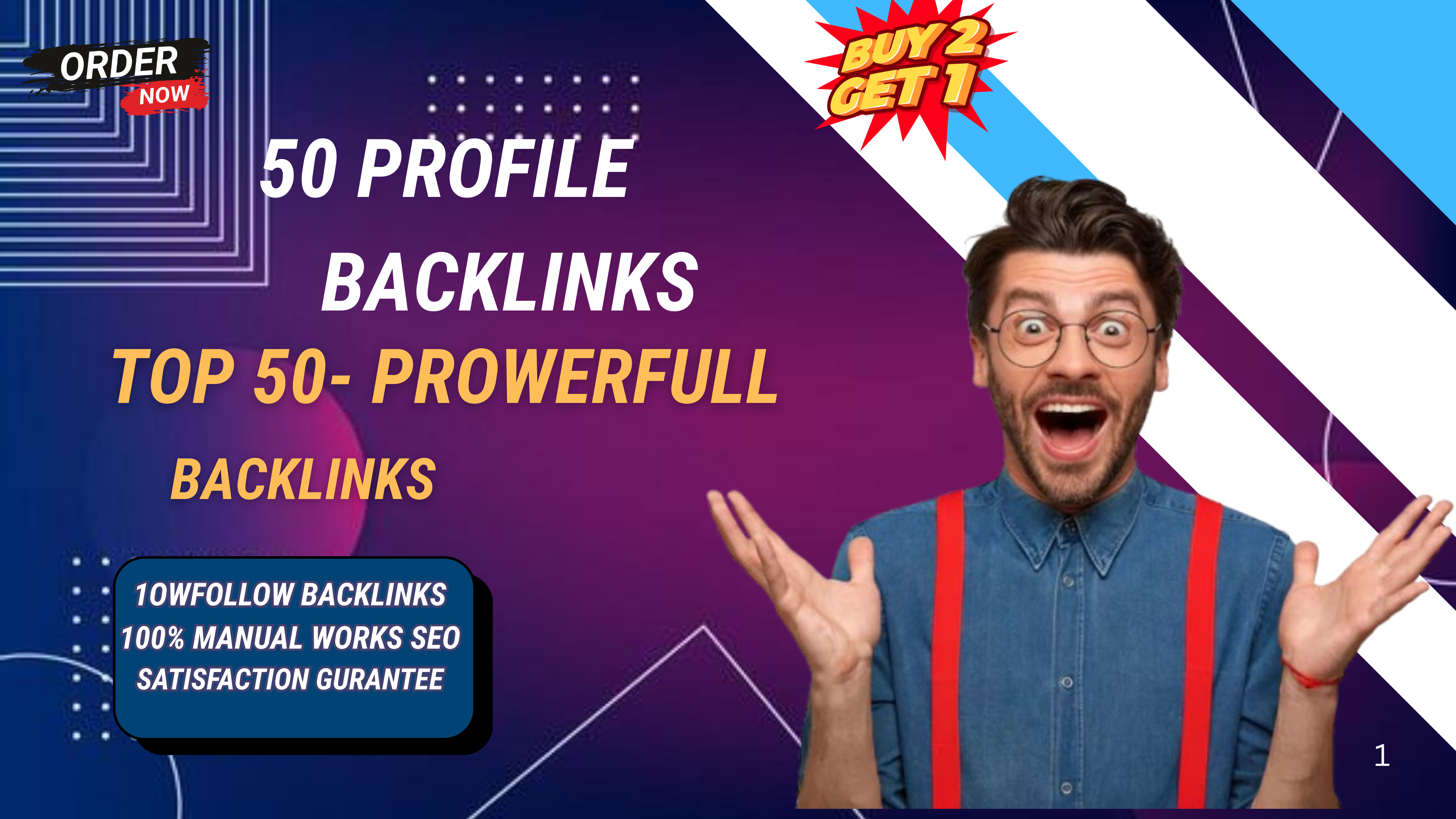 I will create 50 profile backlinks manually for SEO i...