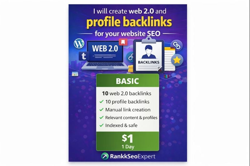 I will create 10 Web 2.0 and 10 Profile Backlinks for Your Website SEO