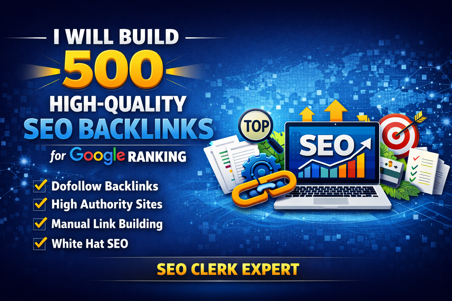I Will build 500 High-Quality Backlinks for google ra...