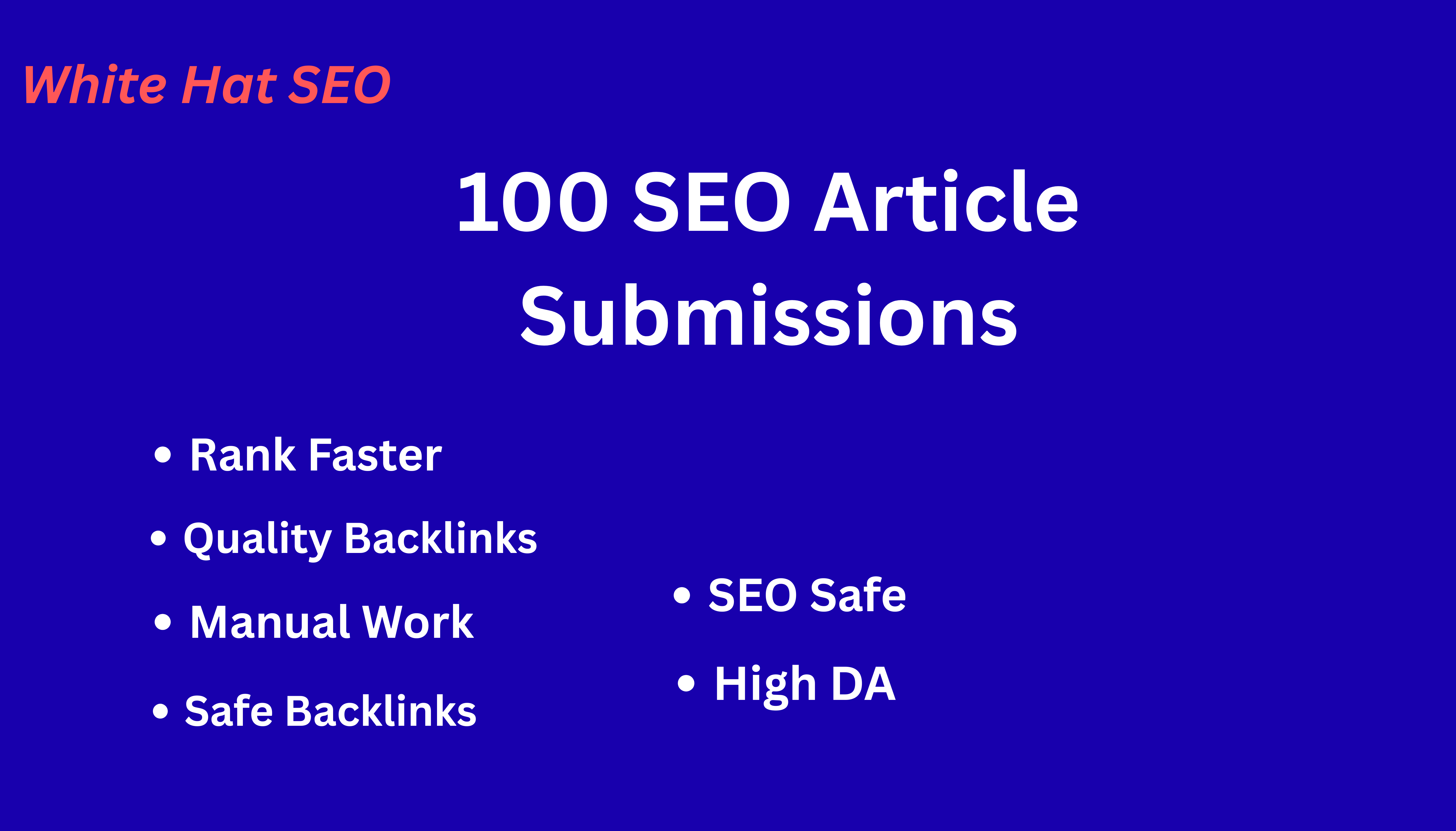 I will do 100 high DA article submissions for SEO bac...