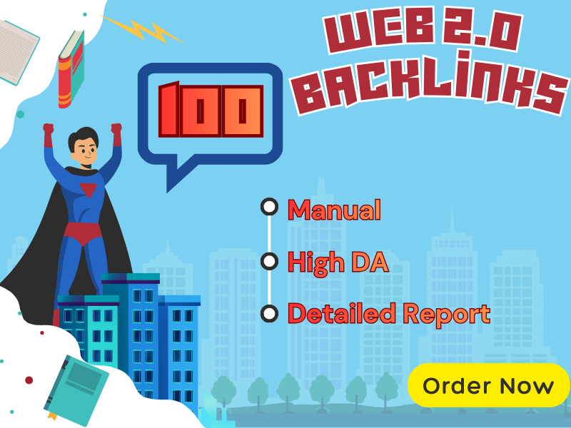 Get 100 High DA Manual Web 2.0 backlinks for SEO Rank...