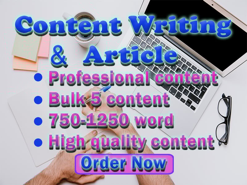 Content writing bulk 5 content 750-1250+ word manually writing professional plagiarism free article