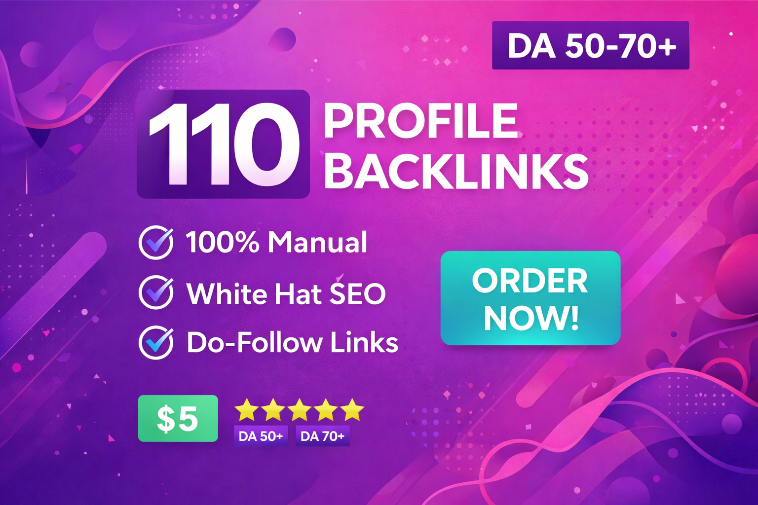 110 Profile Backlinks DA 50&ndash;70+ DoFollow Manual