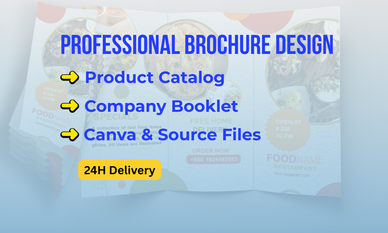 I will design professional brochure, product catalog, and company booklet in 24 hours hours