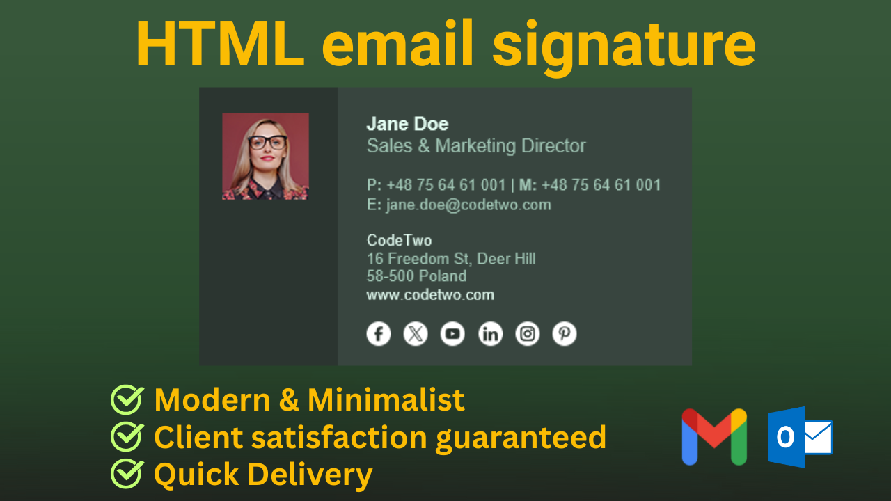 I Will Design a Professional Clickable HTML Email Signature for Gmail & Outlook