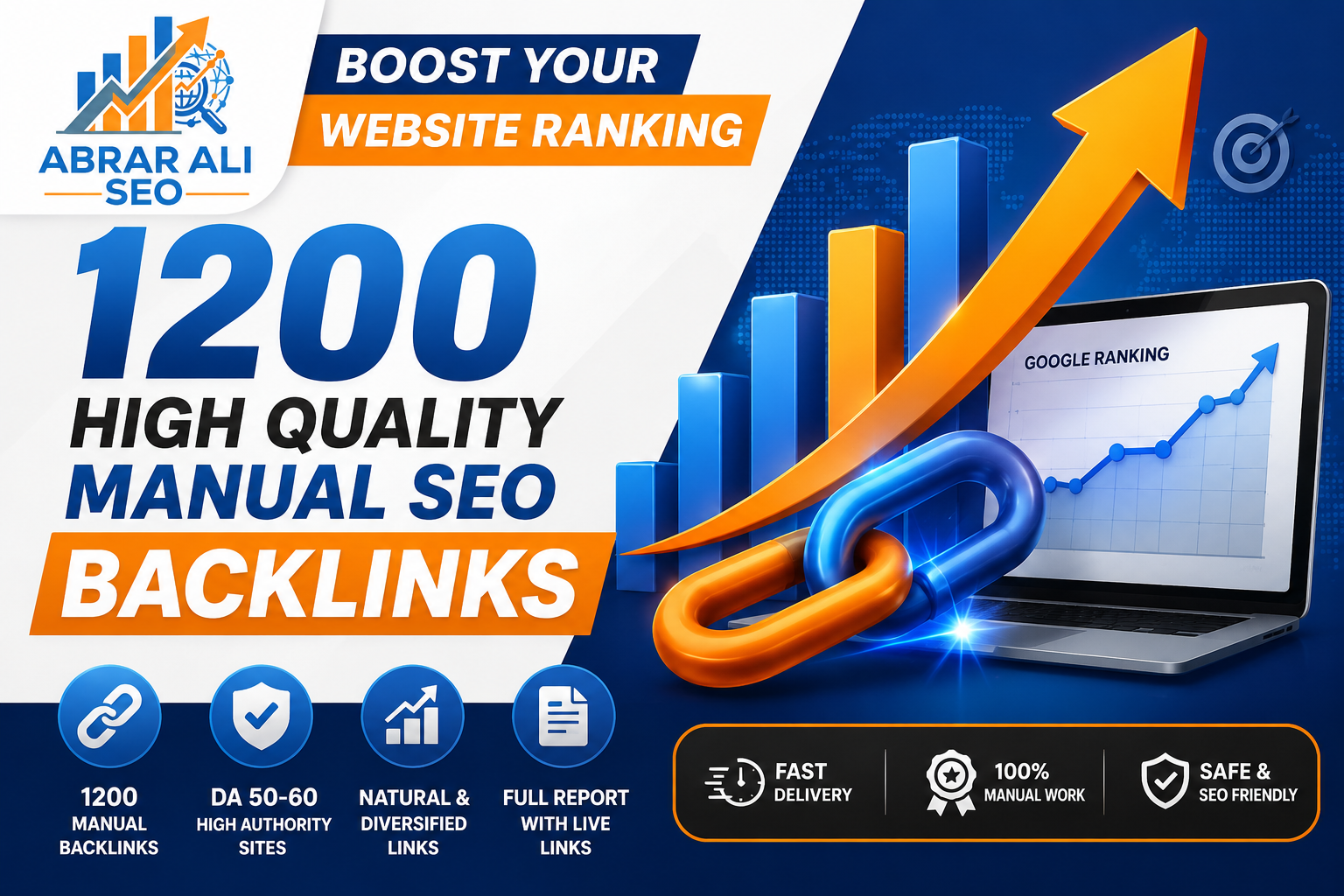 1200 Manual High DA 50-60 Backlinks with Money Back Guarantee