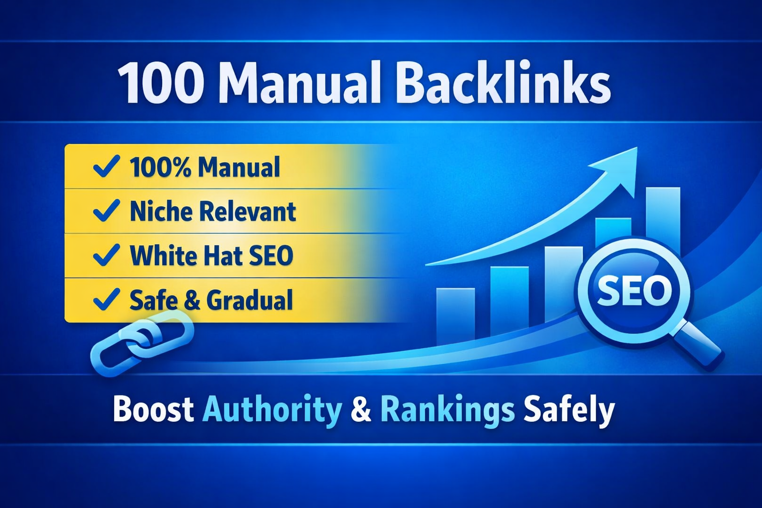 I will build 100 manual niche relevant backlinks for safe SEO growth