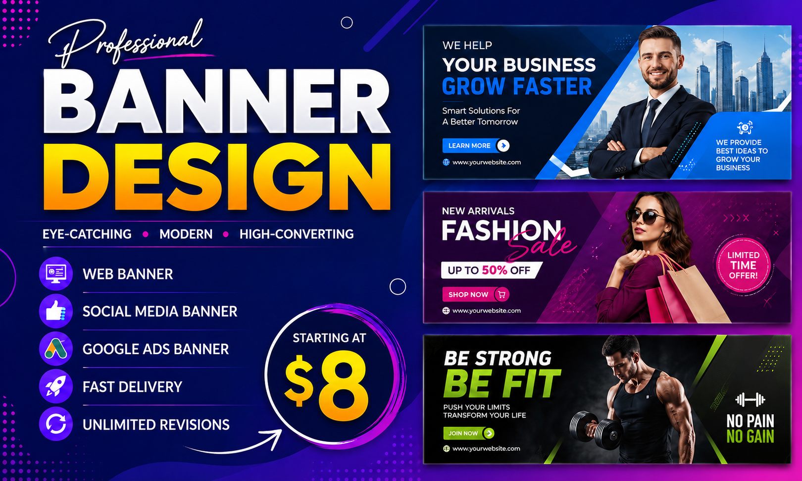 I Will Design Professional Web & Social Media Ban...