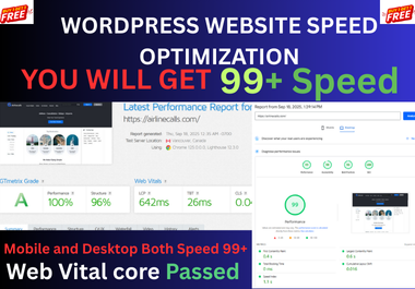 WordPress Website Speed Optimization 99+ performance score with Proven Result