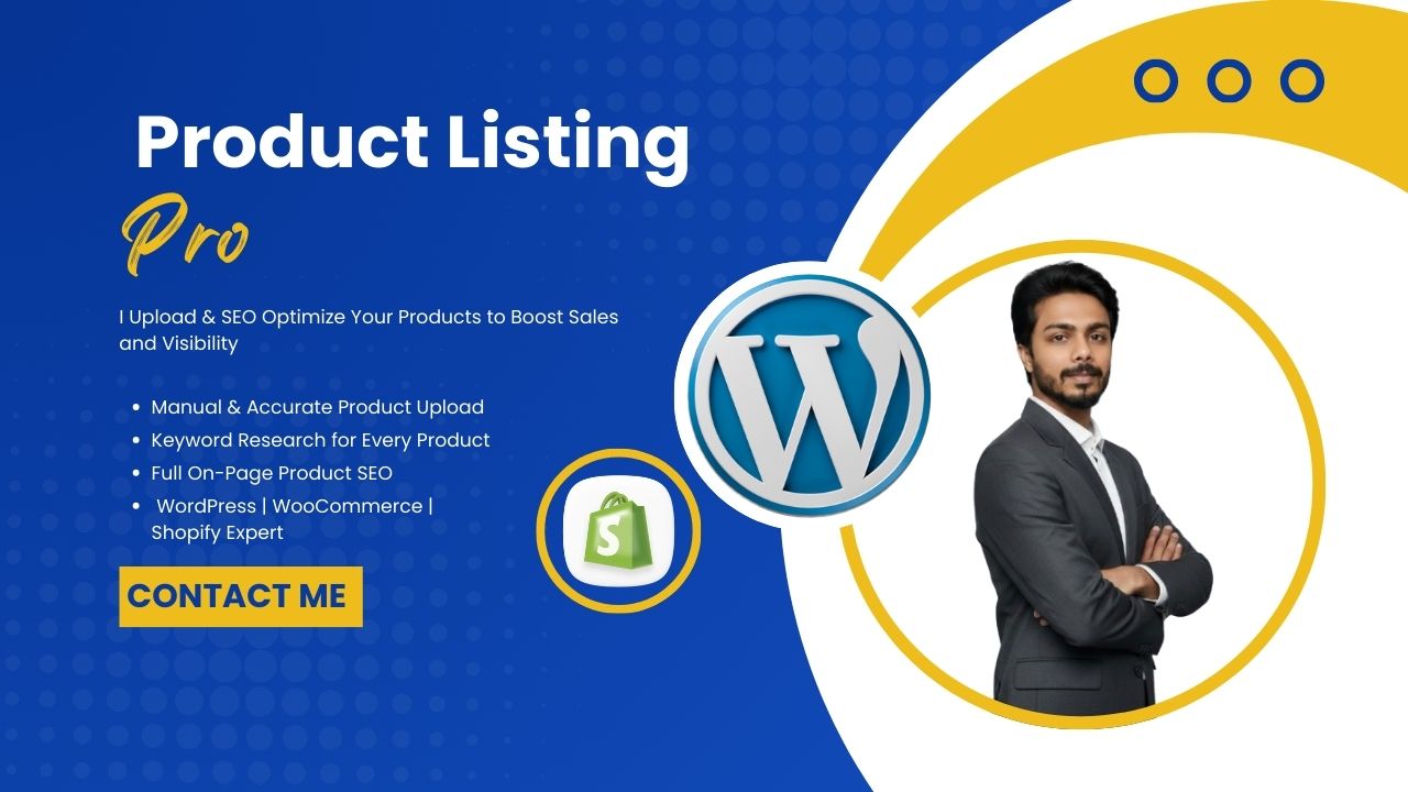 I Will Do Ecommerce Product Upload, Listing and SEO for WordPress and Shopify