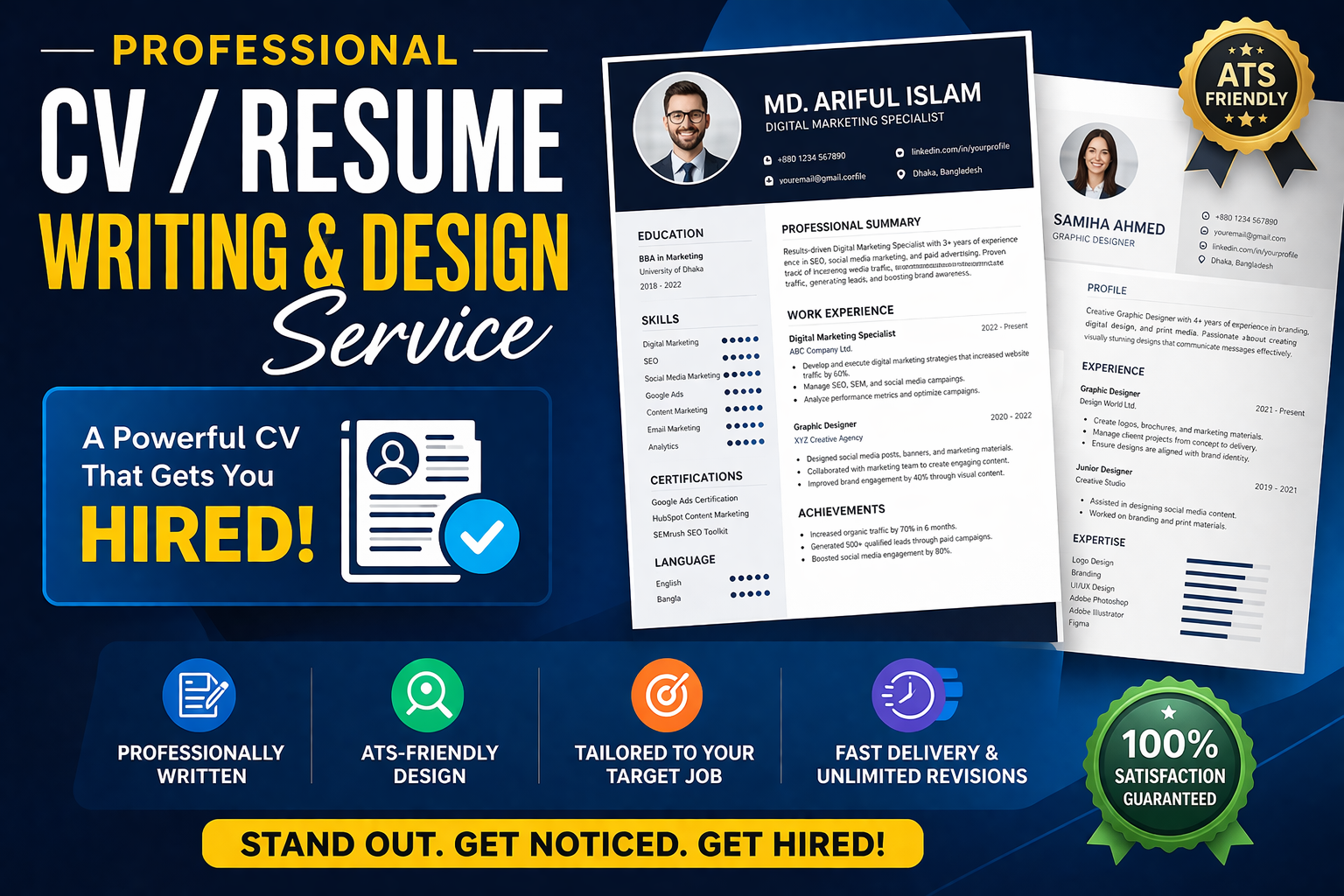 I will design a professional ATS-friendly CV resume t...