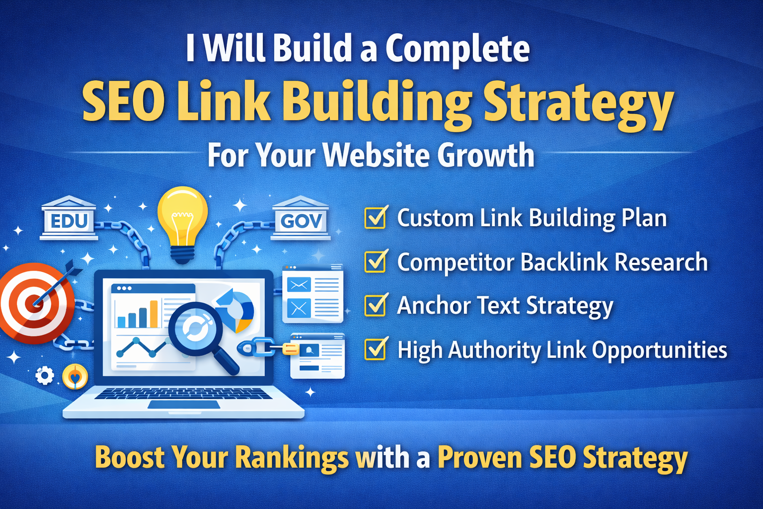 I will build a complete SEO link building strategy for your website
