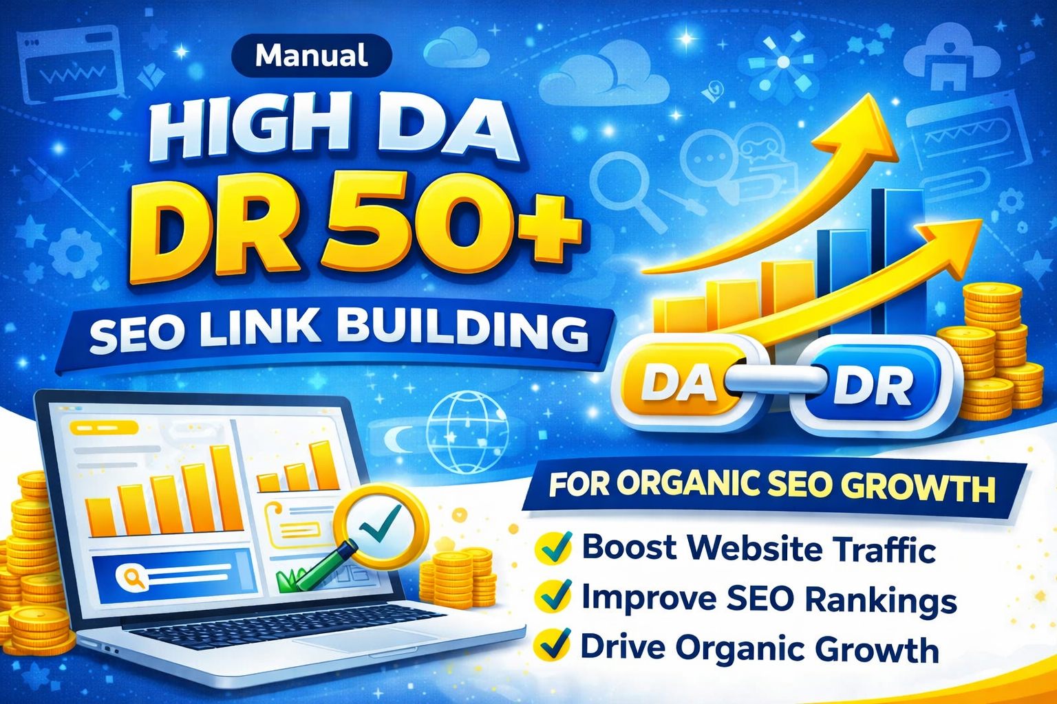 100 Manual High DA DR 50+ SEO Link Building for Organic SEO Growth