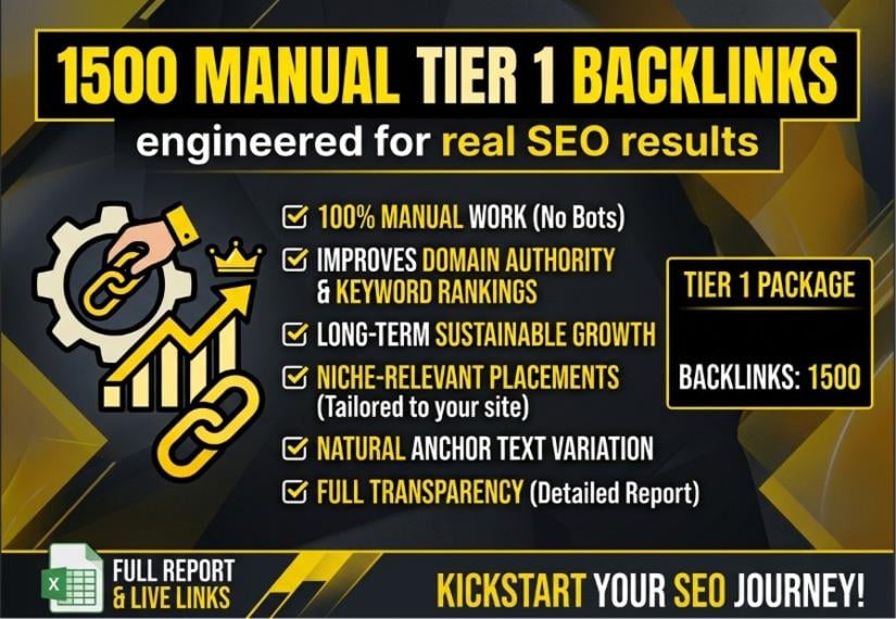 I will manually build 1500 tier 1 backlinks engineered for real SEO results