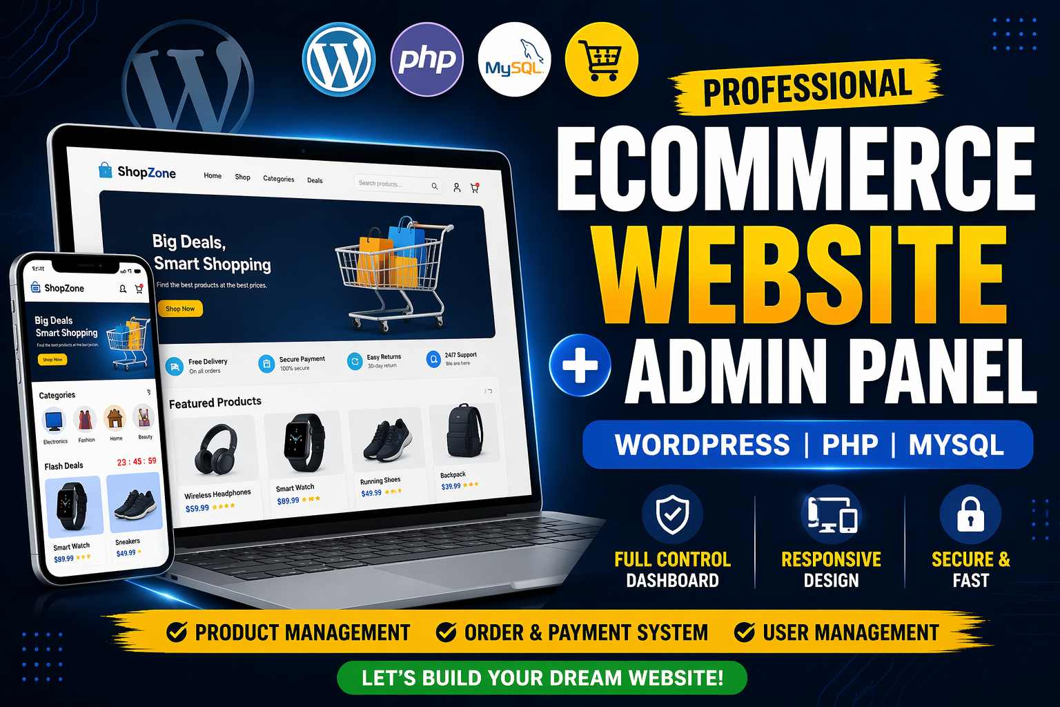I will design and develop a professional WordPress we...